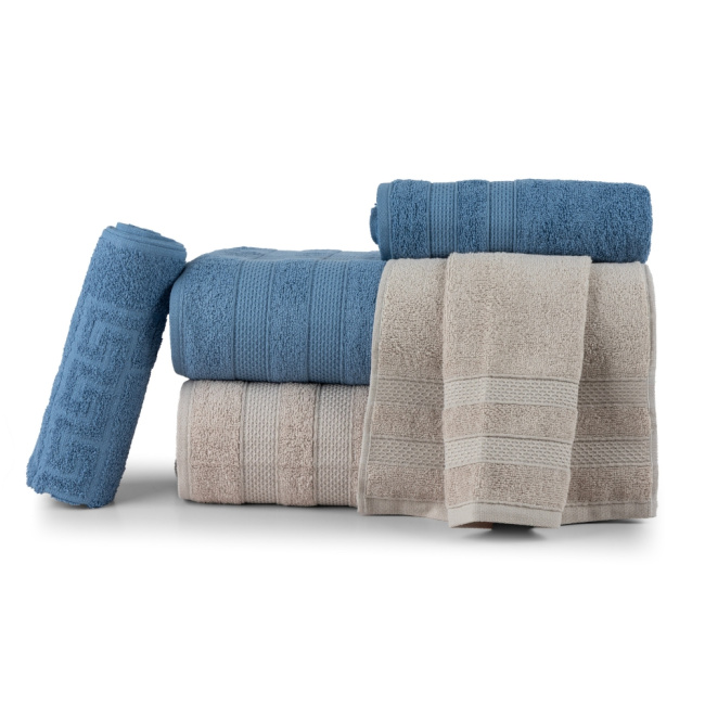 Jogo De Banho 5 Peças 430g/M² Comfort 100% Algodão Creme/Jeans