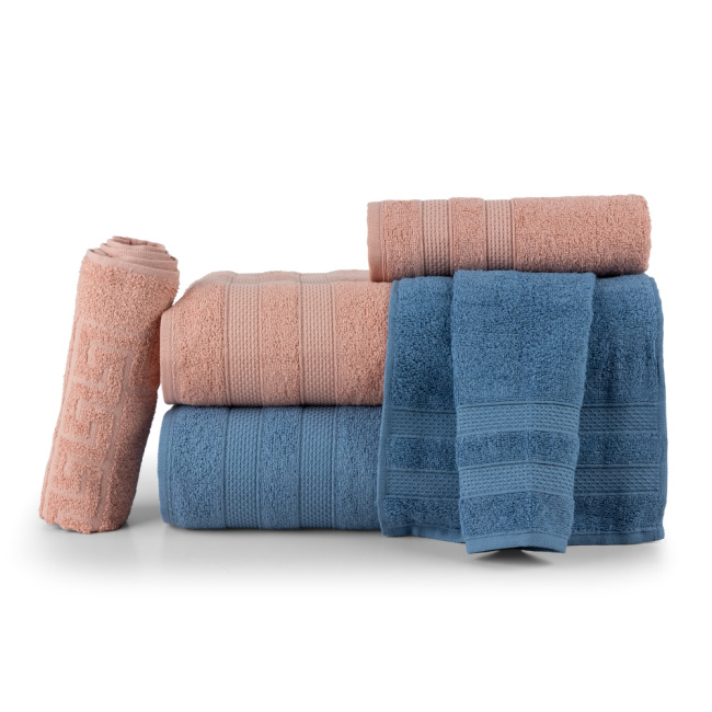 Jogo De Banho 5 Peças 430g/M² Comfort 100% Algodão Rosê/Jeans