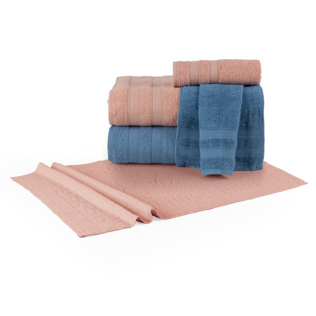 Jogo De Banho 5 Peças 430g/M² Comfort 100% Algodão Rosê/Jeans
