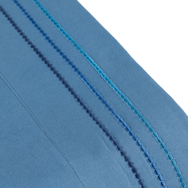 Jogo de Lençol Casal 4 Peças Paris Percal 300 Fios Bordado Ice Blue