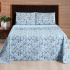 Jogo de Lençol Casal 4 Peças Percal 200 Fios Algodão Confort Estampado Floral Azul