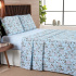 Jogo de Lençol Casal 4 Peças Percal 200 Fios Algodão Confort Estampado Floral Azul