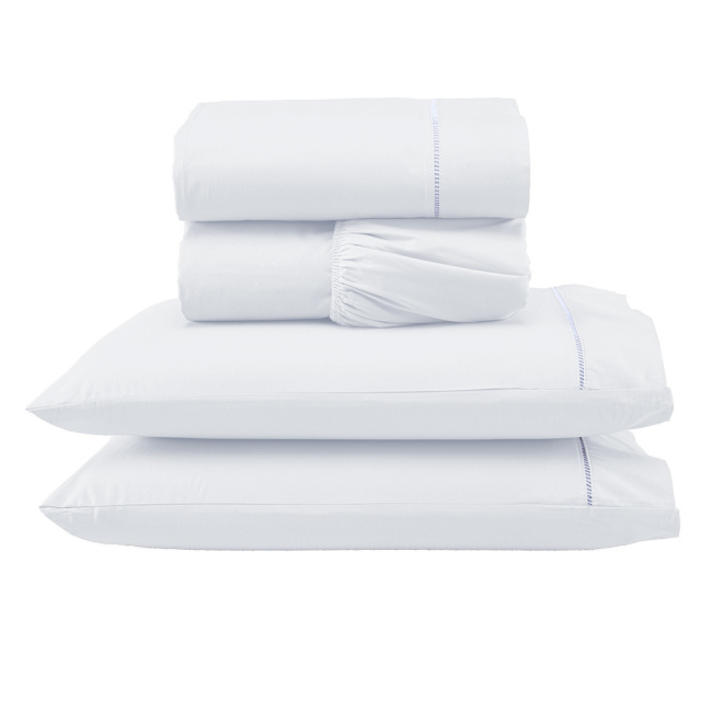 Jogo de Lençol Casal 4 Peças Percal 200 Fios Algodão Ponto Palito Confort Branco