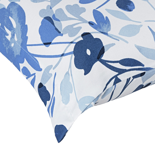 Jogo de Lençol Casal 4 Peças Percal 400 Fios Premier Estampado Floral Azul