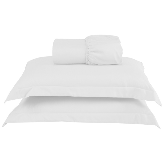Jogo de Lençol Charme Percal 300 Fios Com Aba Americana Branco