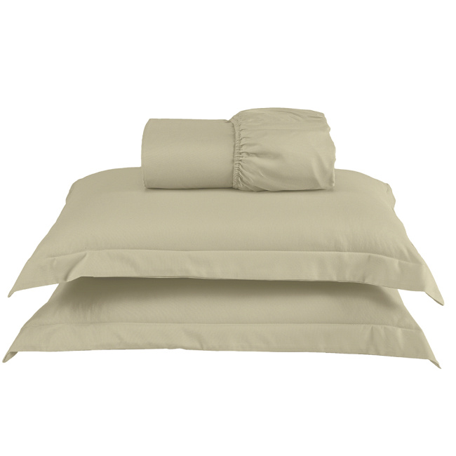 Jogo de Lençol Charme Percal 300 Fios Com Aba Americana Cáqui