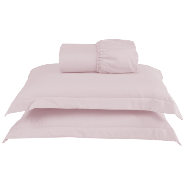 Jogo de Lençol Charme Percal 300 Fios Com Aba Americana Rosê