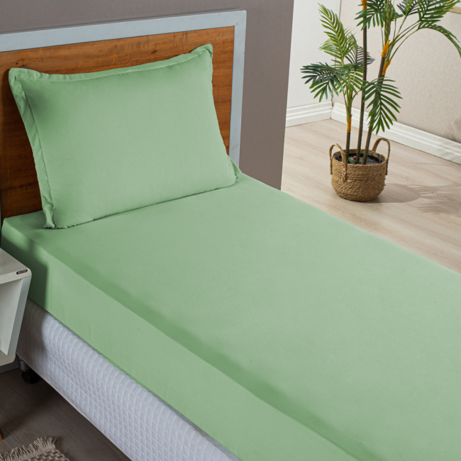 Jogo de Lençol Charme Percal 300 Fios Com Aba Americana Verde