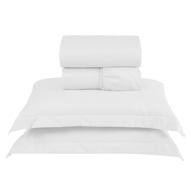 Jogo de Lençol Completo Percal 300 Fios Com Aba Americana Charme Branco
