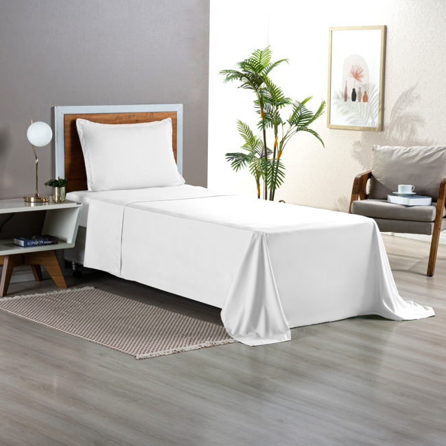 Jogo de Lençol Completo Percal 300 Fios Com Aba Americana Charme Branco