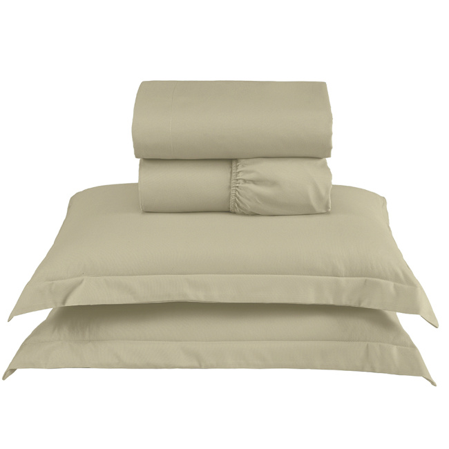 Jogo de Lençol Completo Percal 300 Fios Com Aba Americana Charme Cáqui