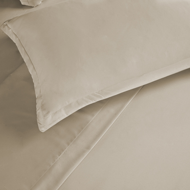 Jogo de Lençol Completo Percal 300 Fios Com Aba Americana Charme Cáqui