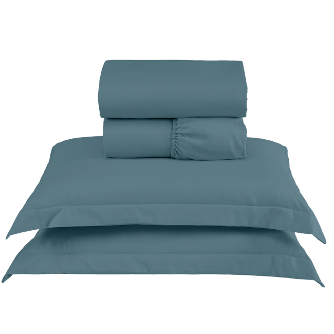 Jogo de Lençol Completo Percal 300 Fios Com Aba Americana Charme Marinho