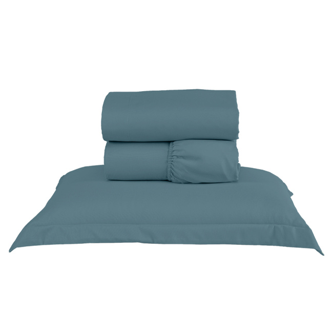 Jogo de Lençol Completo Percal 300 Fios Com Aba Americana Charme Marinho