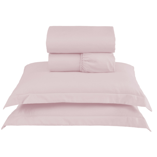 Jogo de Lençol Completo Percal 300 Fios Com Aba Americana Charme Rosê