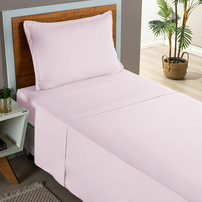 Jogo de Lençol Completo Percal 300 Fios Com Aba Americana Charme Rosê