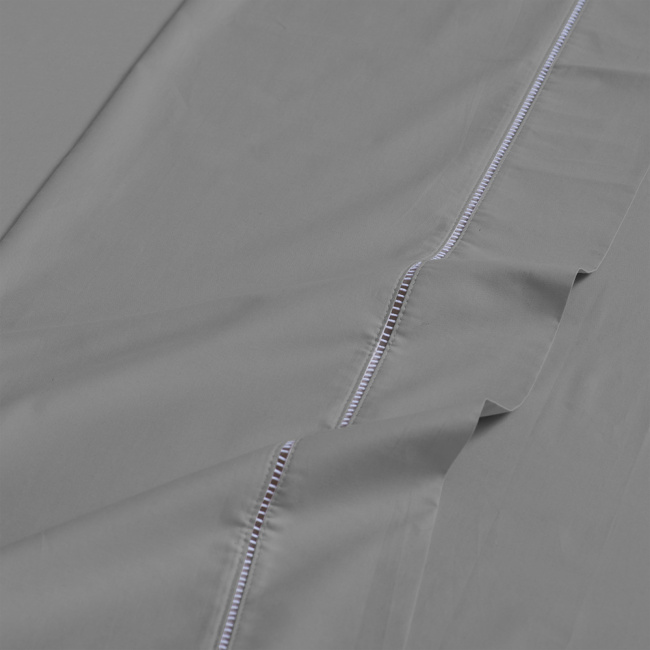 Jogo de Lençol Completo Percal 400 Fios Ponto Palito Cinza