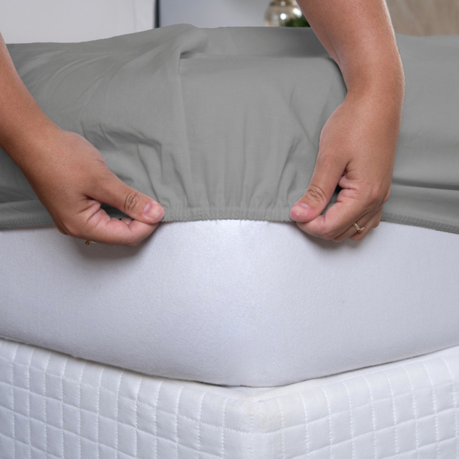 Jogo de Lençol Completo Percal 400 Fios Ponto Palito Cinza