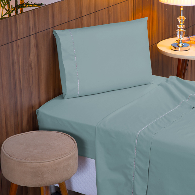 Jogo de Lençol Completo Percal 400 Fios Ponto Palito Dublin