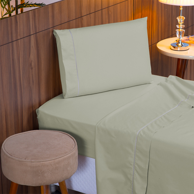 Jogo de Lençol Completo Percal 400 Fios Ponto Palito Fendi