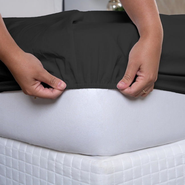 Jogo de Lençol Completo Percal 400 Fios Ponto Palito Grafite