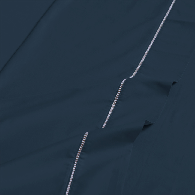 Jogo de Lençol Completo Percal 400 Fios Ponto Palito Marinho