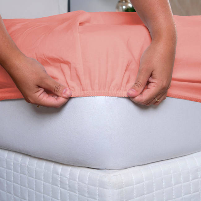 Jogo de Lençol King 4 Peças Percal 200 Fios Algodão Ponto Palito Confort Coral