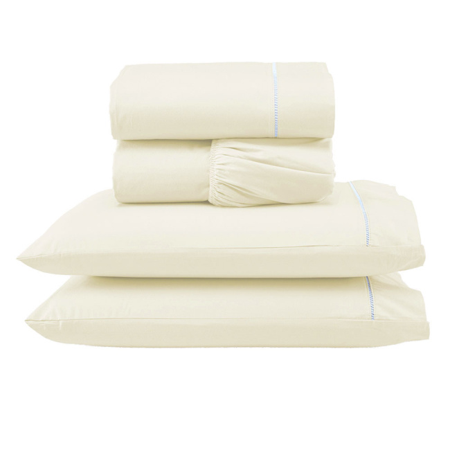 Jogo de Lençol King 4 Peças Percal 200 Fios Algodão Ponto Palito Confort Palha