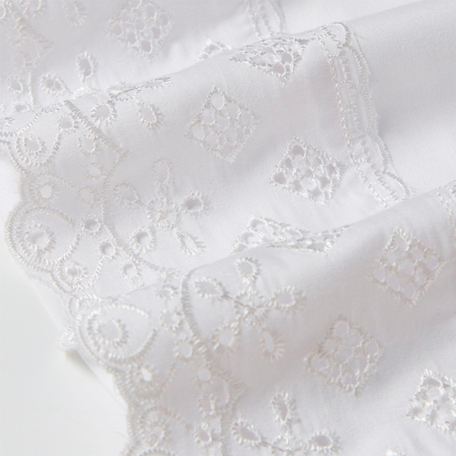 Jogo de Lençol Napoli Percal 300 Fios Lese Bordado Inglês Branco