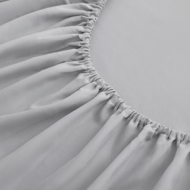 Jogo de Lençol Napoli Percal 300 Fios Lese Bordado Inglês Cinza