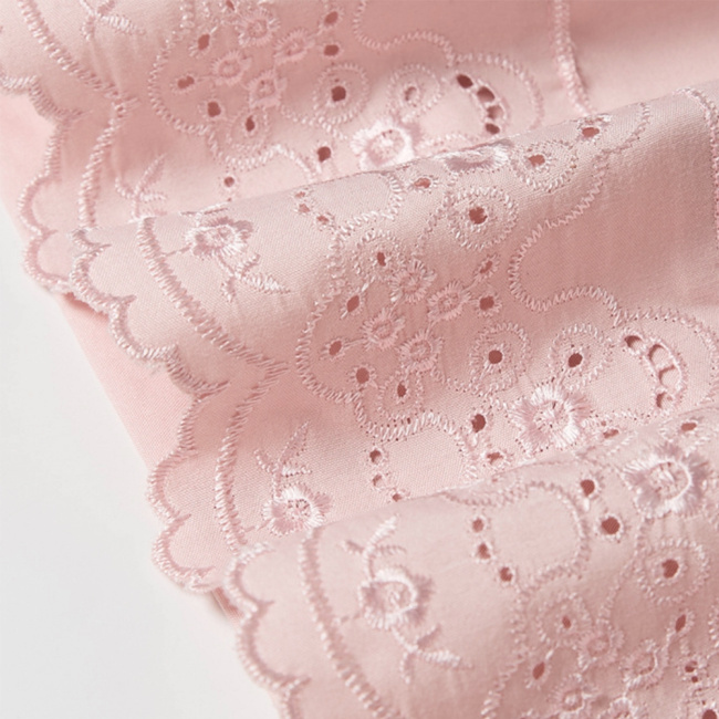 Jogo de Lençol Napoli Percal 300 Fios Lese Bordado Inglês Rosê