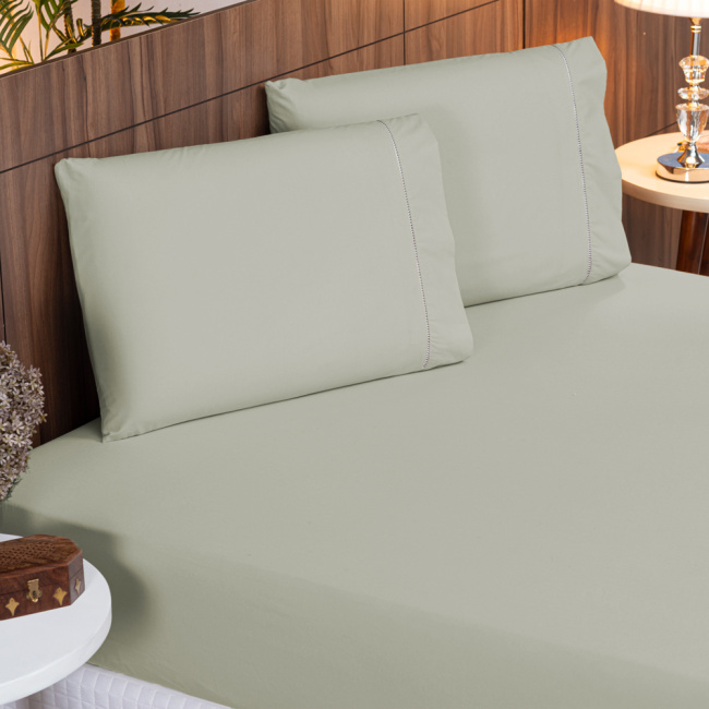 Jogo de Lençol Percal 400 Fios Ponto Palito Fendi