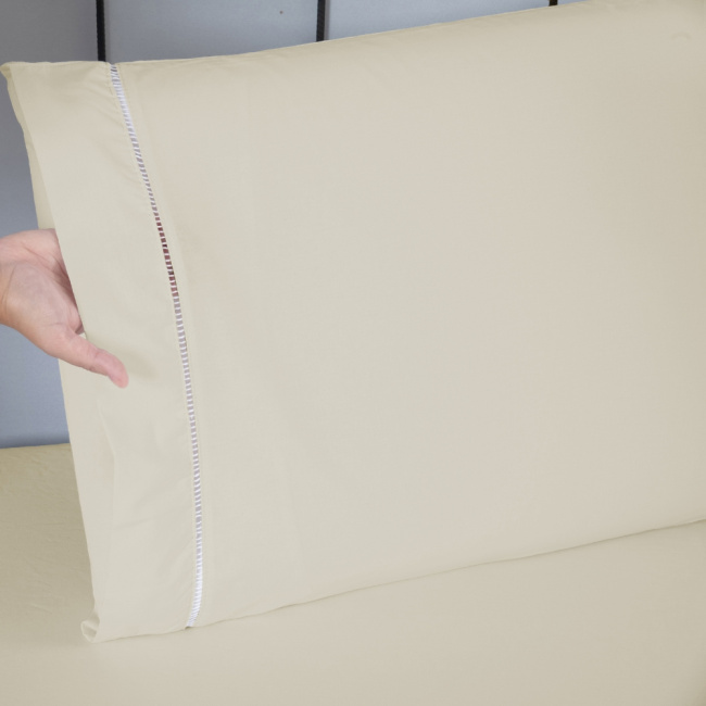 Jogo de Lençol Percal 400 Fios Ponto Palito Palha