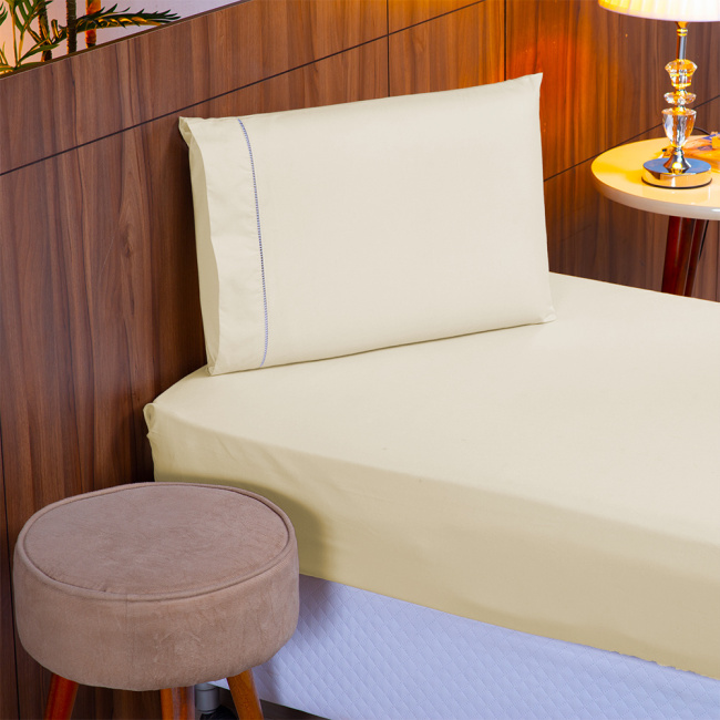 Jogo de Lençol Percal 400 Fios Ponto Palito Palha