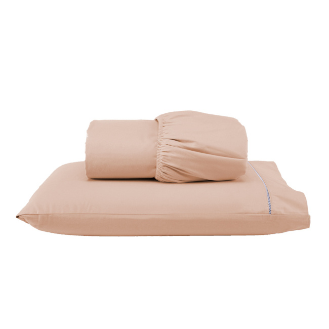 Jogo de Lençol Percal 400 Fios Ponto Palito Salmão