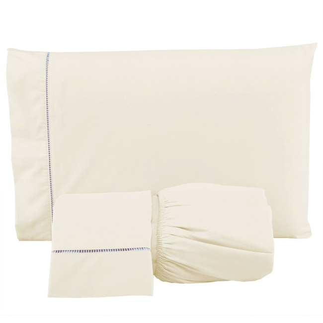 Jogo de Lençol Queen 3 Peças Percal 200 Fios Algodão Ponto Palito Confort Palha