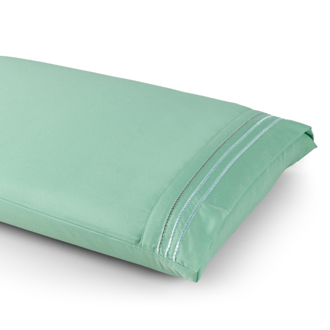 Jogo de Lençol Queen 4 Peças Paris Percal 300 Fios Bordado Salvia