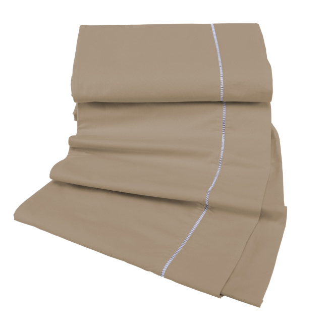 Jogo de Lençol Queen 4 Peças Percal 200 Fios Algodão Ponto Palito Confort Cáqui