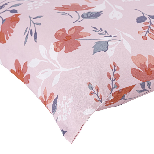 Jogo de Lençol Queen 4 Peças Percal 400 Fios Premier Estampado Floral Rosa