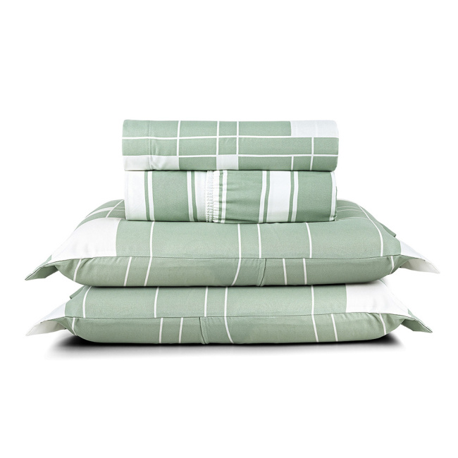 Jogo de Lençol Queen 4 Peças Percal 400 Fios Premier Estampado Geometric Verde