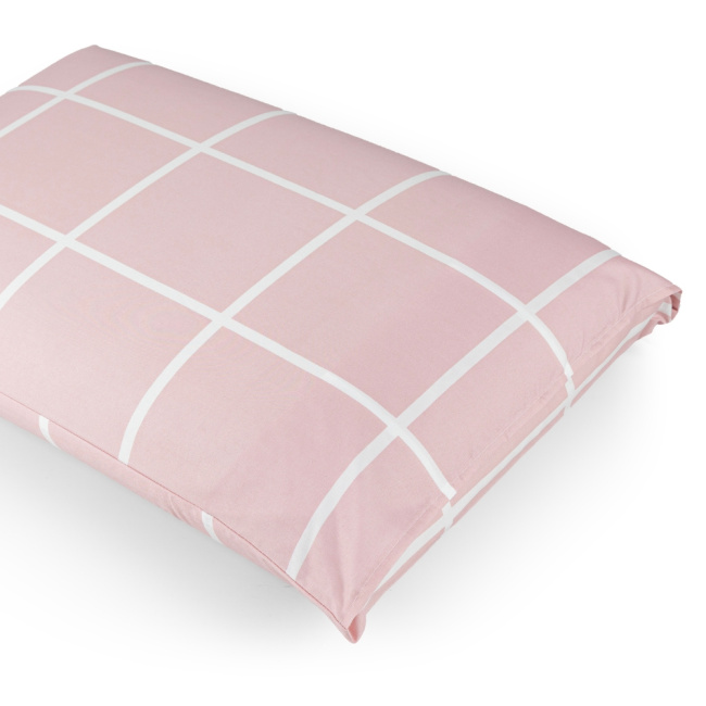 Jogo De Lençol Solteiro 3 Peças Austin Micro Percal 200 Fios Estampa Grid Rosa