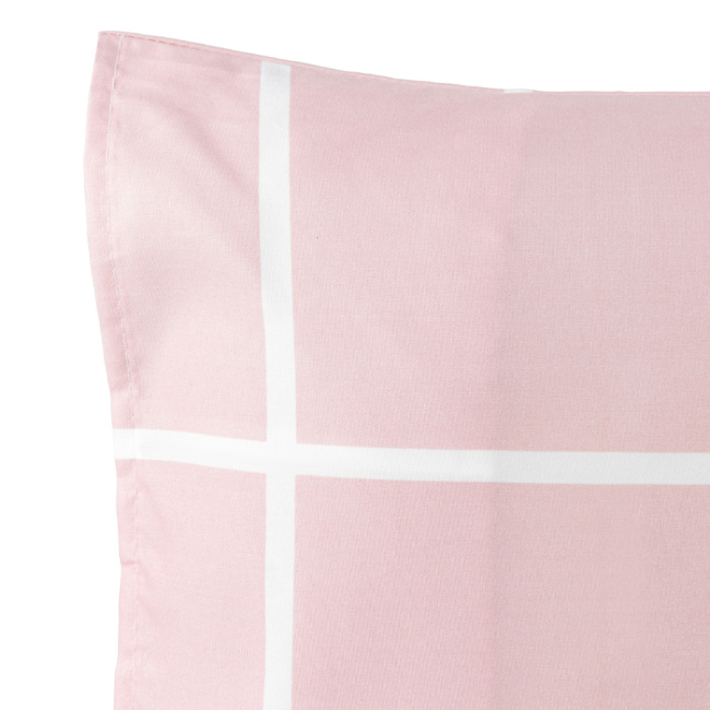 Jogo De Lençol Solteiro 3 Peças Austin Micro Percal 200 Fios Estampa Grid Rosa
