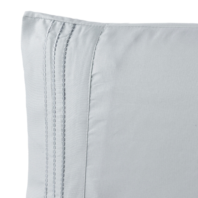 Jogo de Lençol Solteiro 3 Peças Paris Percal 300 Fios Bordado Cinza Geada