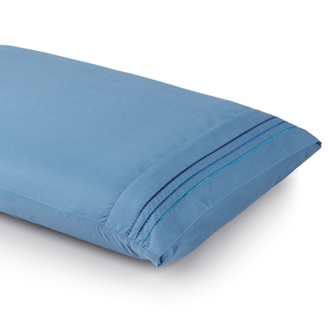 Jogo de Lençol Solteiro 3 Peças Paris Percal 300 Fios Bordado Ice Blue