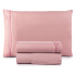 Jogo de Lençol Solteiro 3 Peças Paris Percal 300 Fios Bordado Sal Rosa