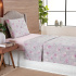 Jogo de Lençol Solteiro 3 Peças Percal 200 Fios Algodão Confort Estampado Floral Rosa