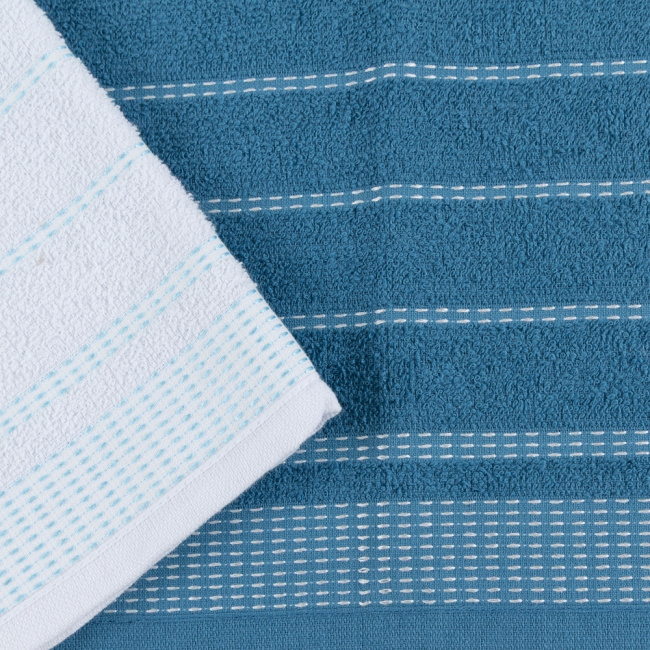 Kit 2 Panos de Prato Atoalhado Copa 45x65cm Bordado 300g/m² Algodão Azul