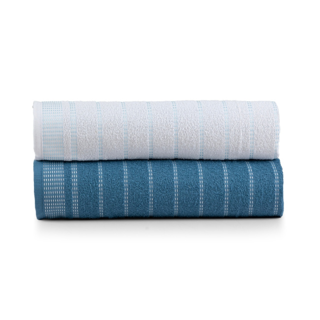 Kit 2 Panos de Prato Atoalhado Copa 45x65cm Bordado 300g/m² Algodão Azul