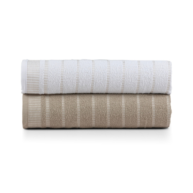 Kit 2 Panos de Prato Atoalhado Copa 45x65cm Bordado 300g/m² Algodão Cáqui