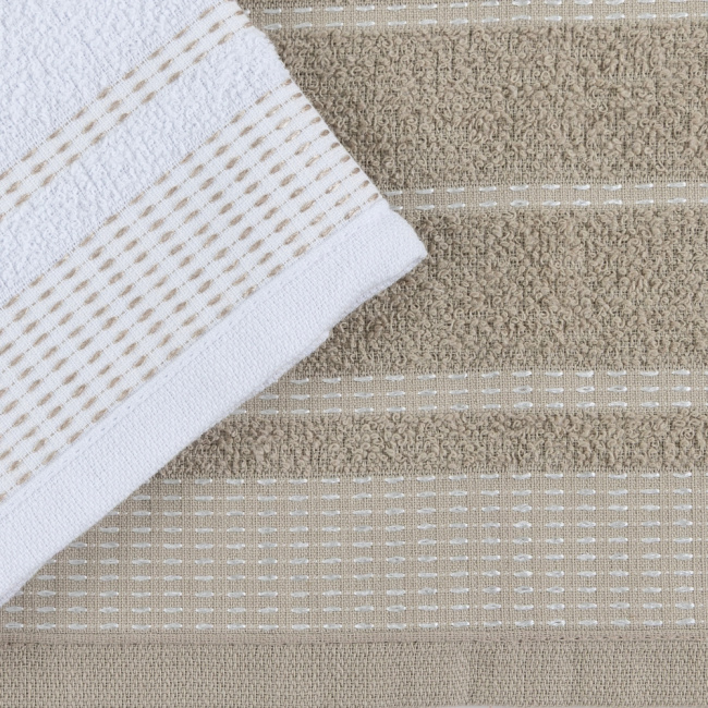 Kit 2 Panos de Prato Atoalhado Copa 45x65cm Bordado 300g/m² Algodão Cáqui